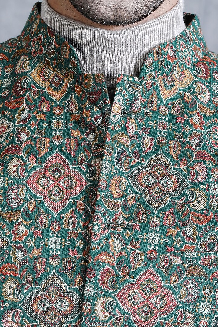 Multi-Colored Fine Wool Silk Bundi Jacket by Dusala Men at Pernia's Pop Up Shop
