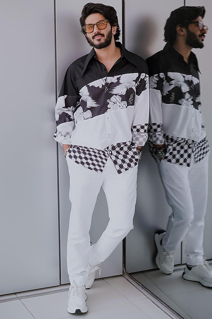 Black & White Cotton Digital Printed Shirt by Two Point Two