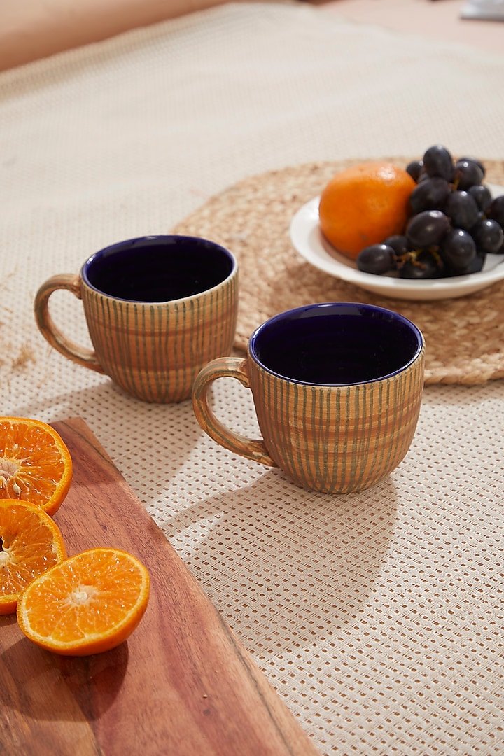 Blue Ceramic Mugs (Set of 2) by Dune Homes