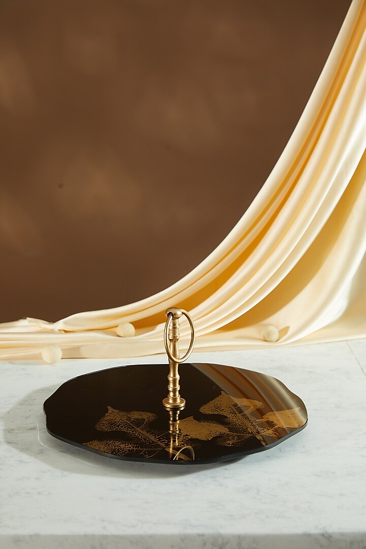 Black & Gold Glass Cake Stand by Dune Homes