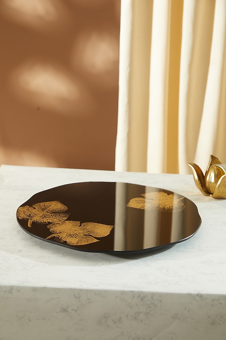 Black & Gold Glass Platter by Dune Homes