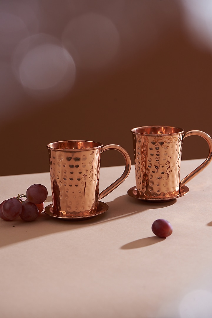 Copper Mugs With Lids Set (Set of 2) by Dune Homes