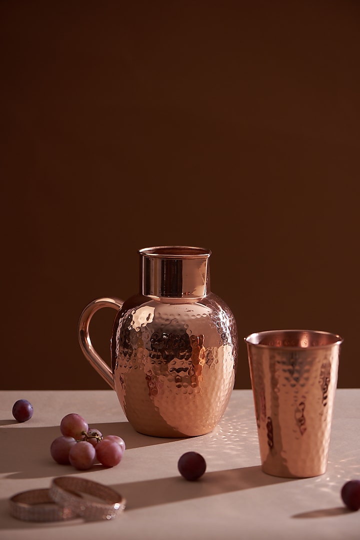 Copper Jug & Glass Set by Dune Homes