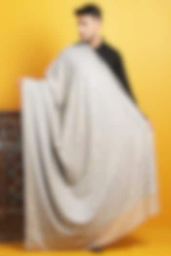 Off-White Pashmina Handwoven Shawl by Dusala Men