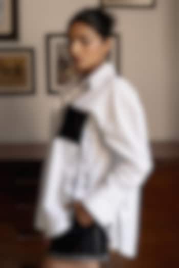 White Cotton Linen Oversized Shirt by DVAI at Pernia's Pop Up Shop