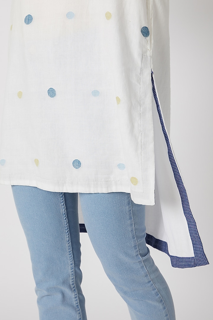 White Jamdani Asymmetric Tunic by DVAA at Pernia's Pop Up Shop