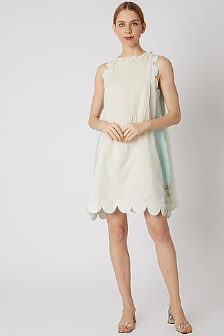 Off White Khadi Shift Dress by DVAA
