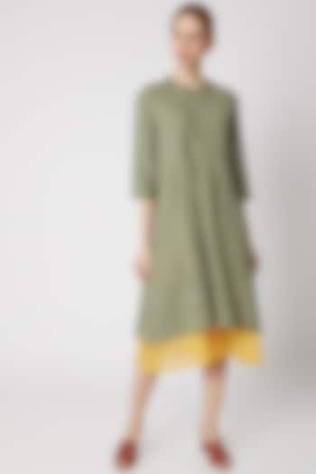 Olive Green Ruffled Dress by DVAA