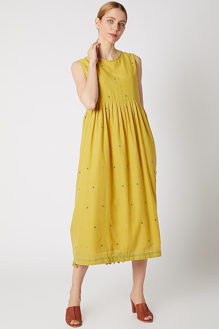 Mustard Yellow Dress With Tassels by DVAA
