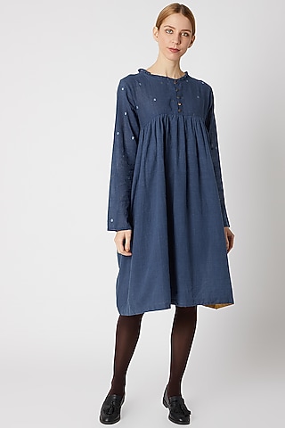 Indigo Blue Ruffled Dress by DVAA
