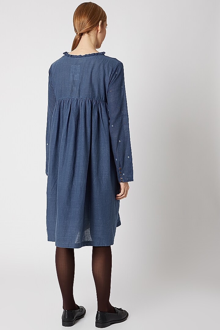 Indigo Blue Ruffled Summer Dress by DVAA at Pernia's Pop Up Shop