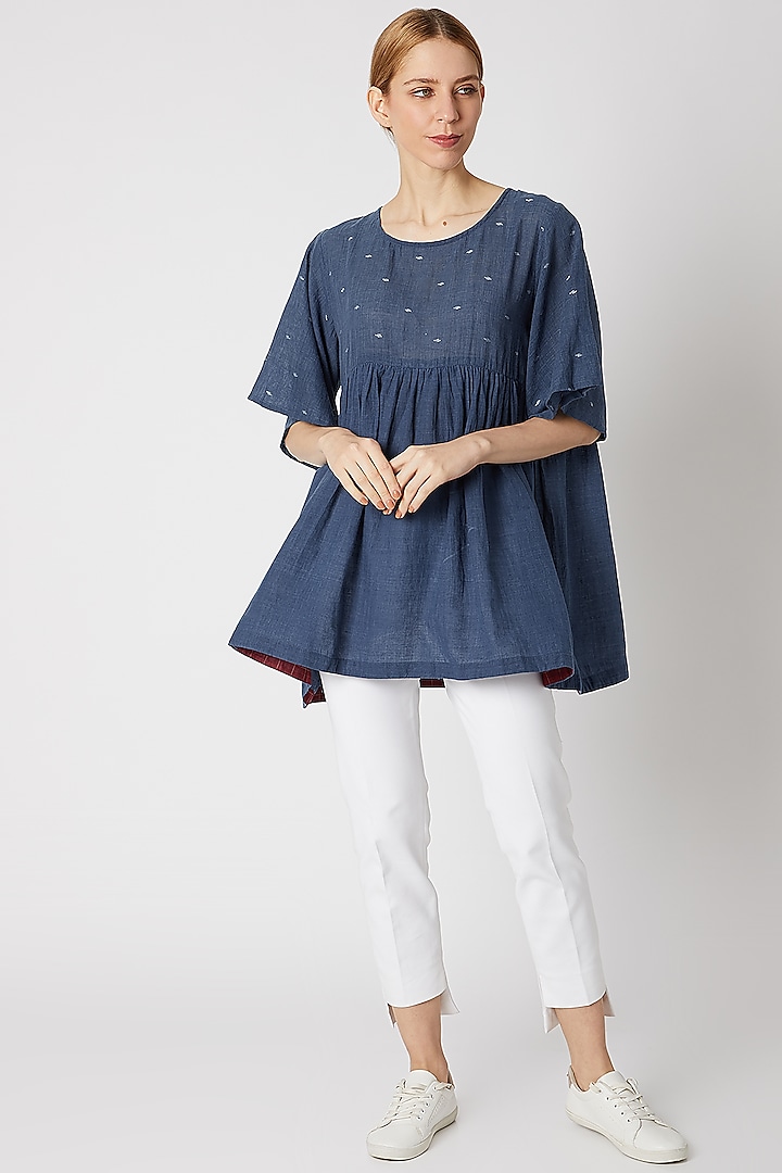 Indigo Blue Fit & Flared Top by DVAA