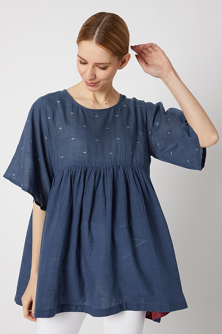 Indigo Blue Fit & Flared Top by DVAA at Pernia's Pop Up Shop