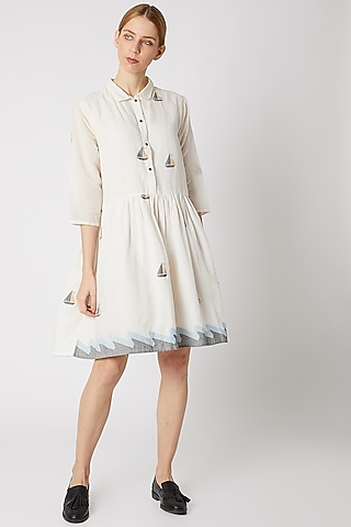 White Peter-Pan Collared Dress by DVAA