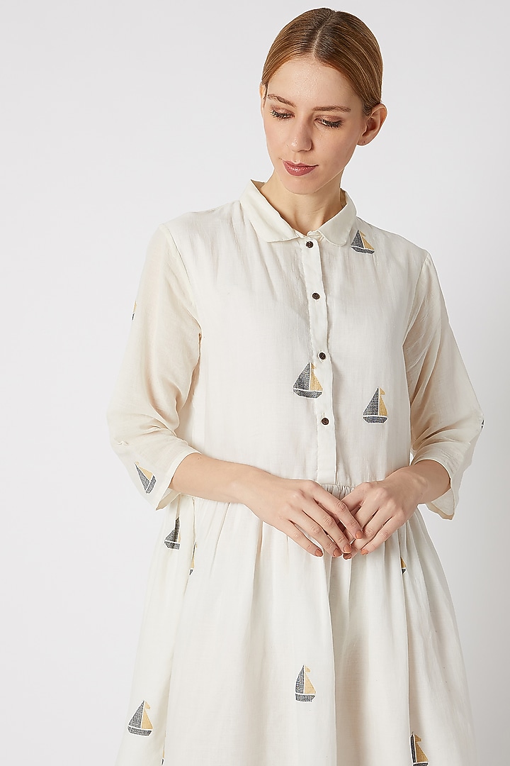 White Peter-Pan Collared Summer Dress by DVAA at Pernia's Pop Up Shop