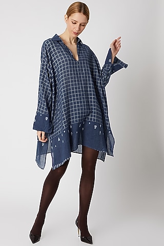 Indigo Blue Boxy Shirt by DVAA