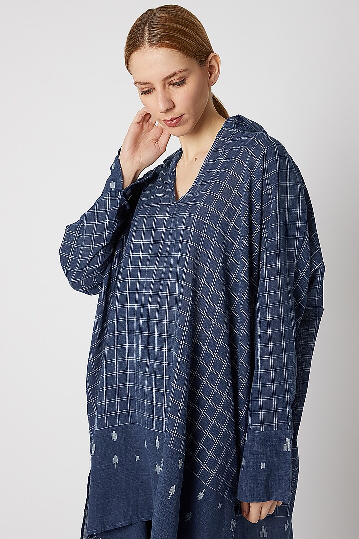Indigo Blue Boxy Shirt by DVAA at Pernia's Pop Up Shop