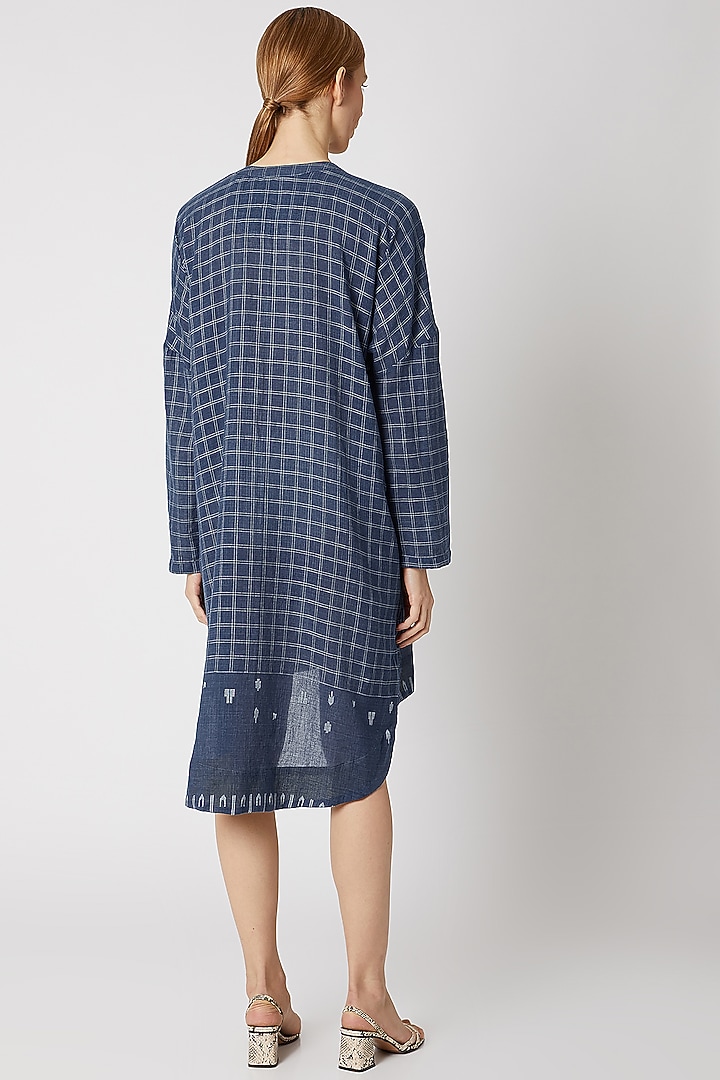 Indigo Blue Summer Shirt Dress With Mandarin Collar by DVAA at Pernia's Pop Up Shop