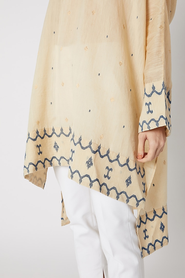 Beige Silk Jamdani Tunic by DVAA at Pernia's Pop Up Shop
