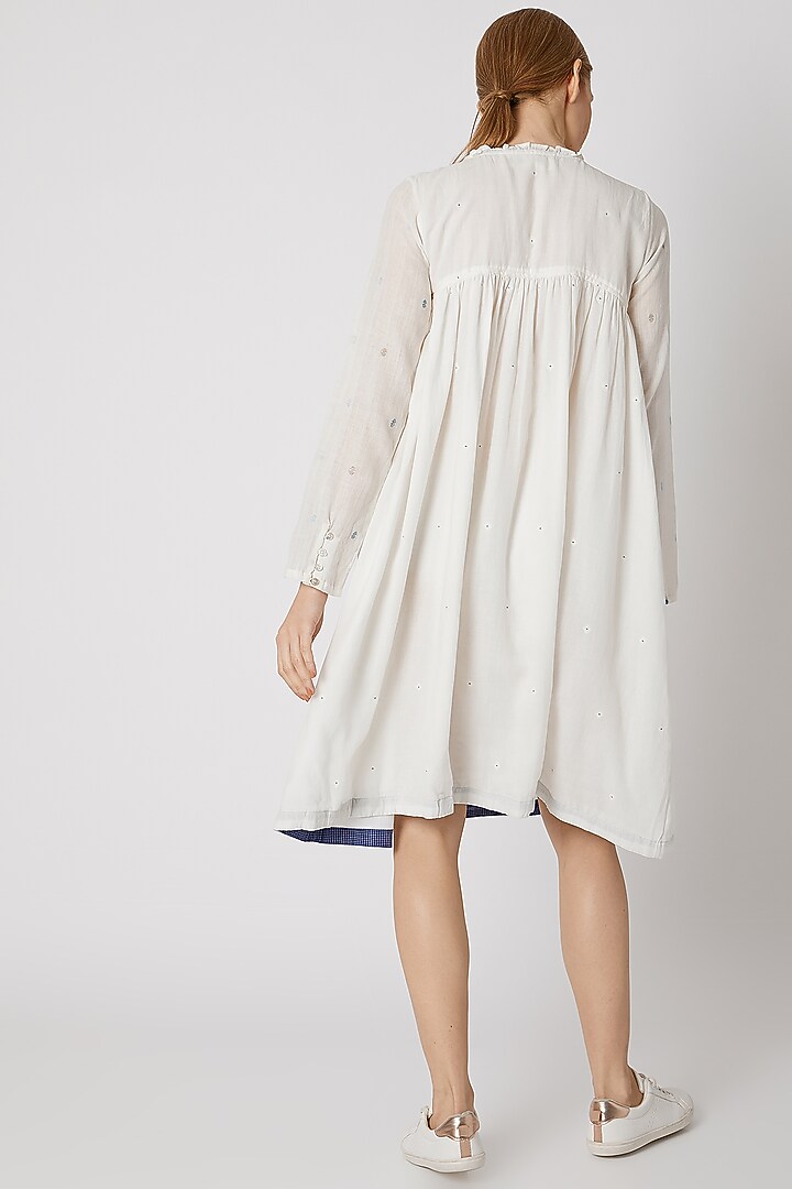 White Ruffled Summer Dress With Buttons by DVAA at Pernia's Pop Up Shop
