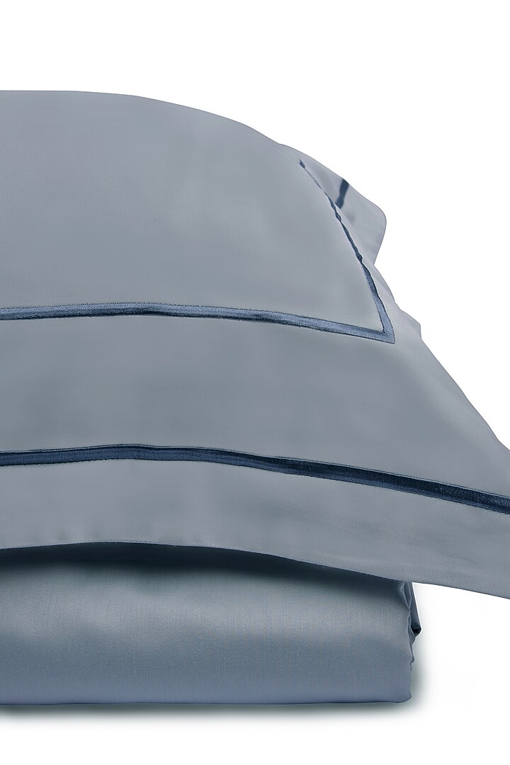 Silver Olive Cotton Embroidered Bed Sheet Set (Set of 3) by Veda Homes at Pernia's Pop Up Shop