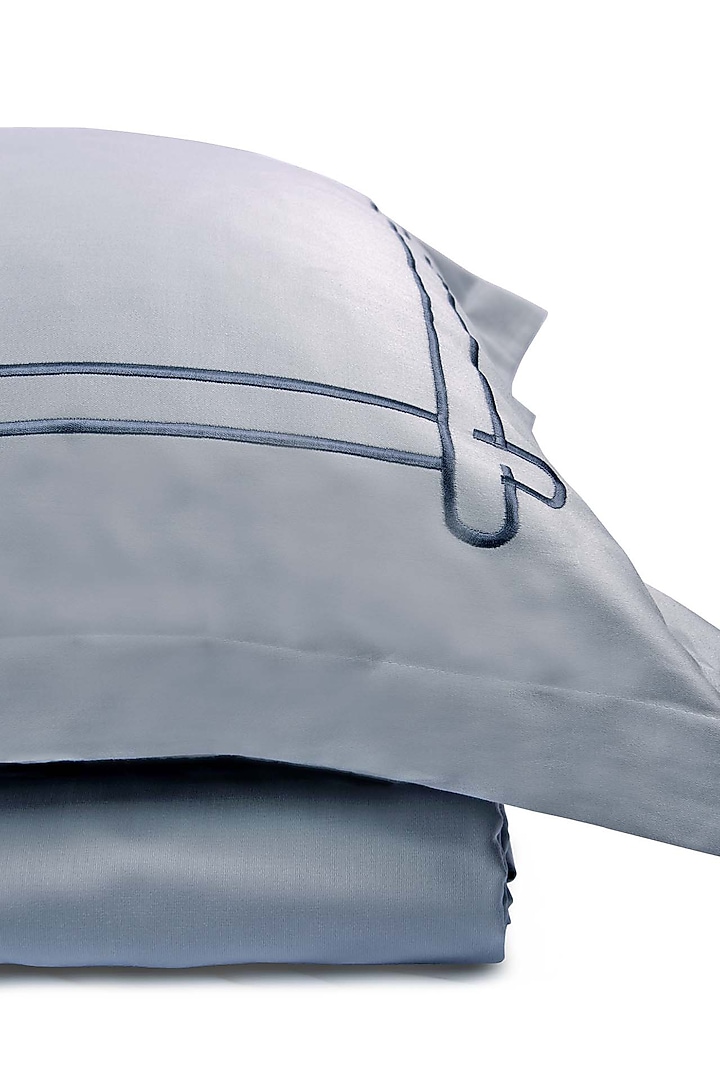 Silver Olive Cotton Bedsheet Set (Set of 3) by Veda Homes at Pernia's Pop Up Shop