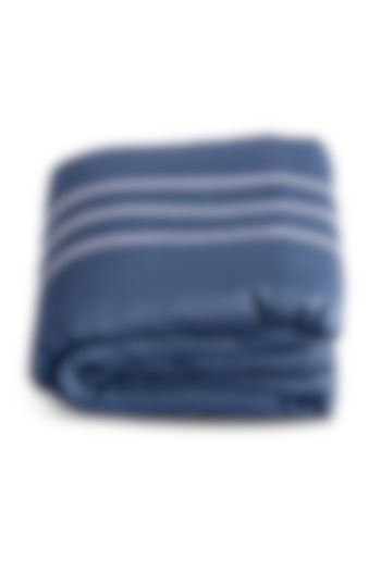 Moonlight Blue Cotton & Satin Duvet Cover by Veda Homes