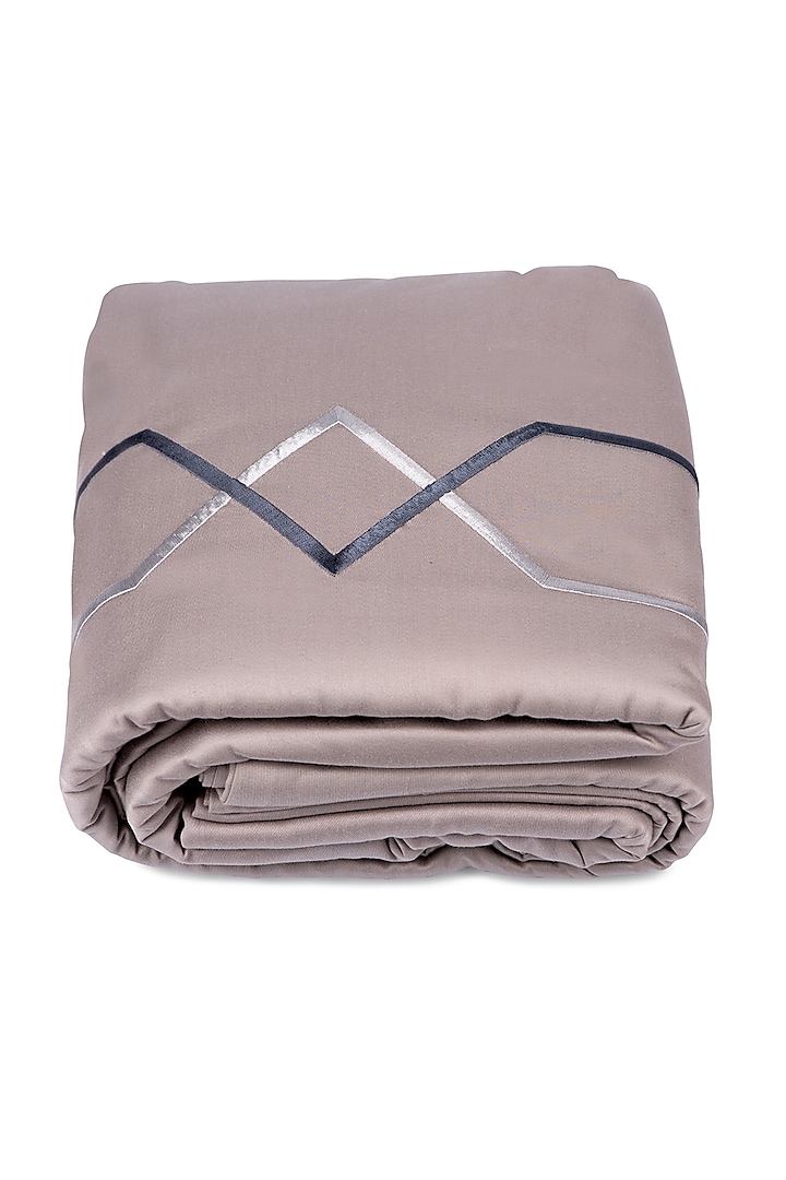 Modern Grey Cotton & Satin Duvet Cover by Veda Homes