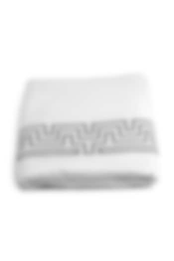 White Embroidered Duvet Cover With Satin Finish by Veda Homes