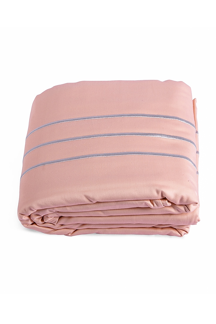 Coral Peach Duvet Cover With Satin Finish by Veda Homes