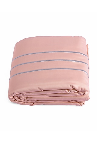 Coral Peach Duvet Cover With Satin Finish by Veda Homes