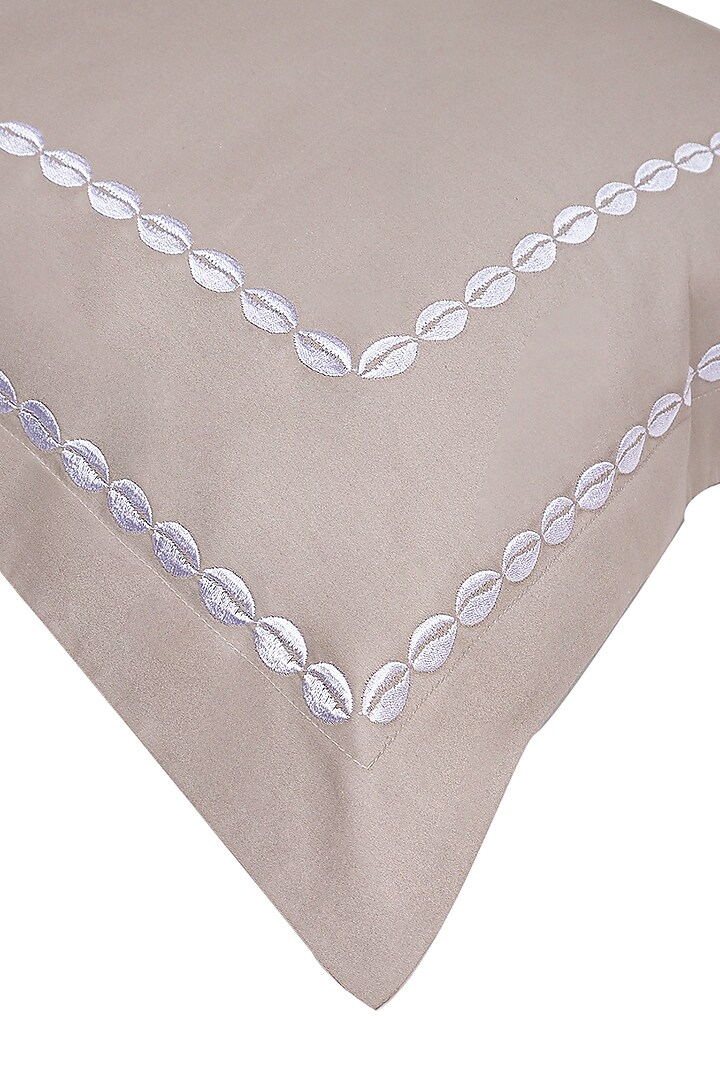 Modern Grey Satin Embroidered Bedsheet Set by Veda Homes at Pernia's Pop Up Shop