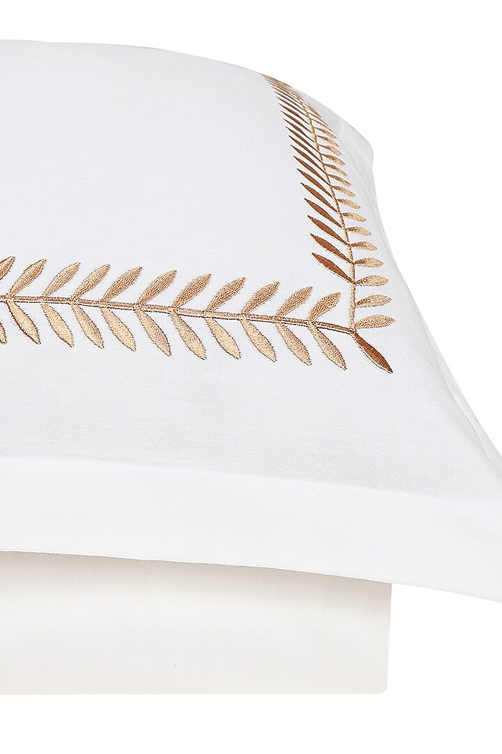 Cream Satin Embroidered Bedsheet Set by Veda Homes at Pernia's Pop Up Shop