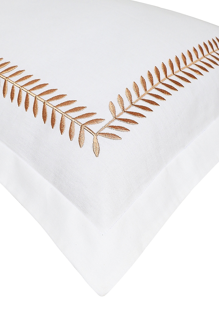 Cream Satin Embroidered Bedsheet Set by Veda Homes at Pernia's Pop Up Shop