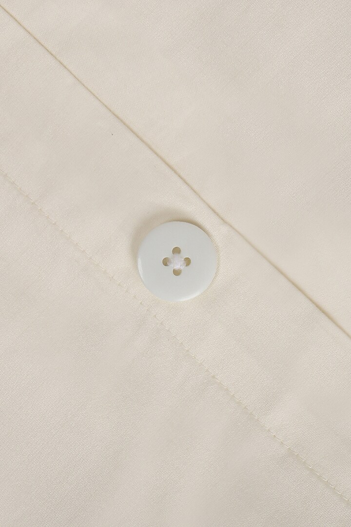 Cream Satin Thread Embroidered Duvet Cover by Veda Homes at Pernia's Pop Up Shop