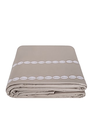 Modern Grey Satin Embroidered Duvet Cover by Veda Homes