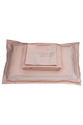 Coral Peach Cotton Bedsheet Set by Veda Homes