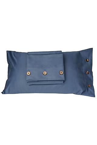 Moonlight Blue Cotton Bedsheet Set by Veda Homes