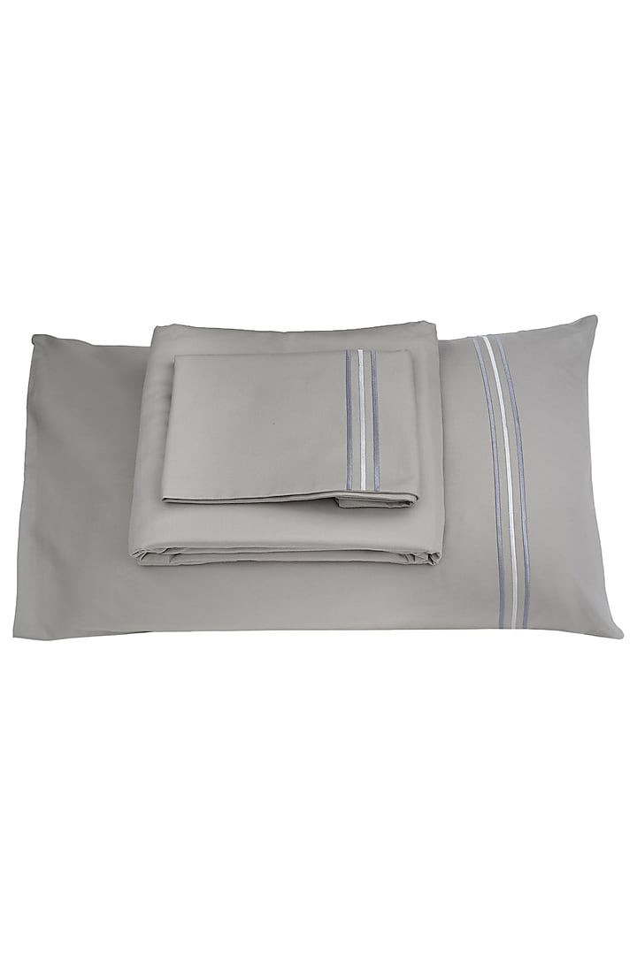 Modern Grey Cotton Bed Sheet Set by Veda Homes at Pernia's Pop Up Shop