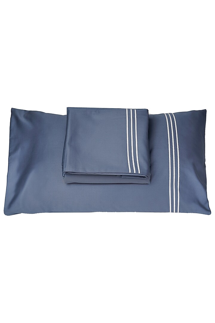 Moonlight Blue Cotton Bedsheet Set by Veda Homes