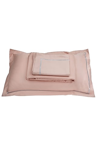 Coral Peach Cotton Bedsheet Set by Veda Homes