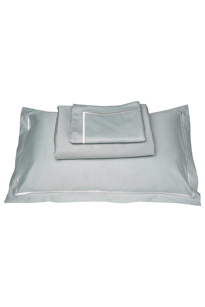 Frosty Green Cotton Bedsheet Set by Veda Homes at Pernia's Pop Up Shop