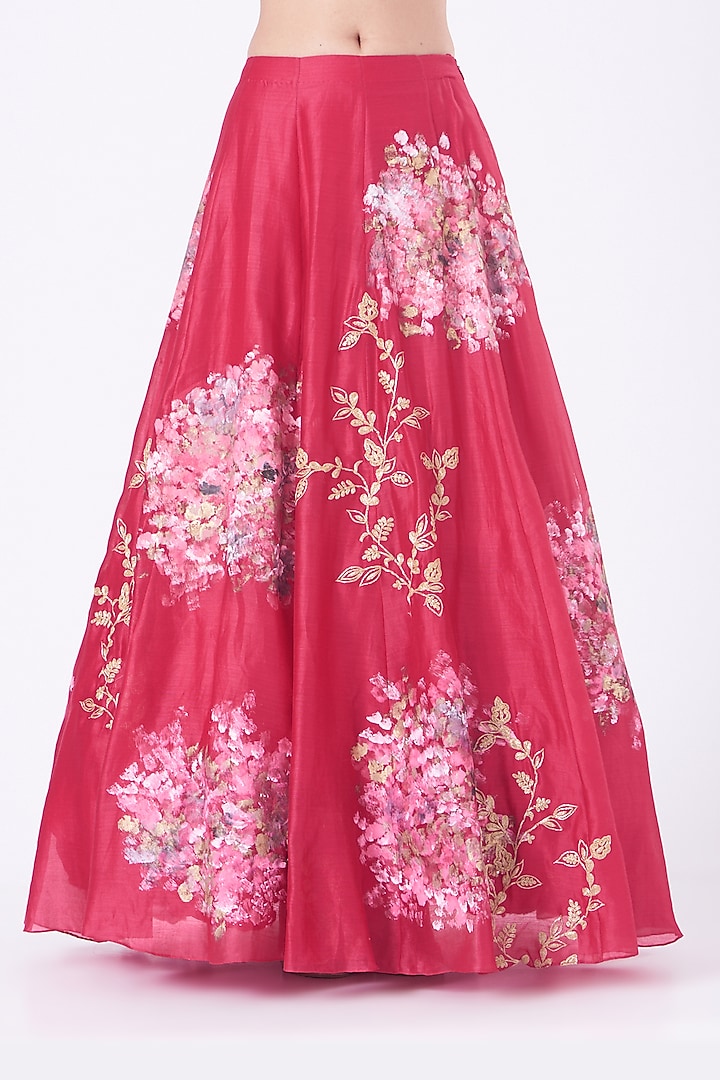Fuchsia Hand Painted Wedding Lehenga Set by Devnaagri at Pernia's Pop Up Shop