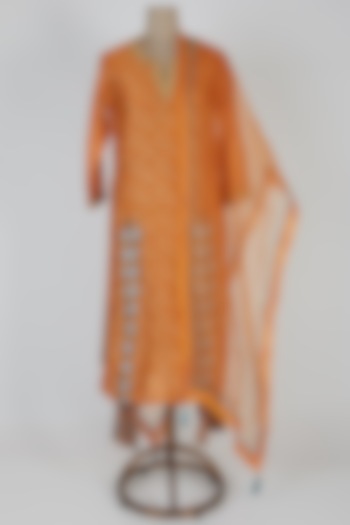 Orange Embellished & Printed Kurta Set by Devnaagri