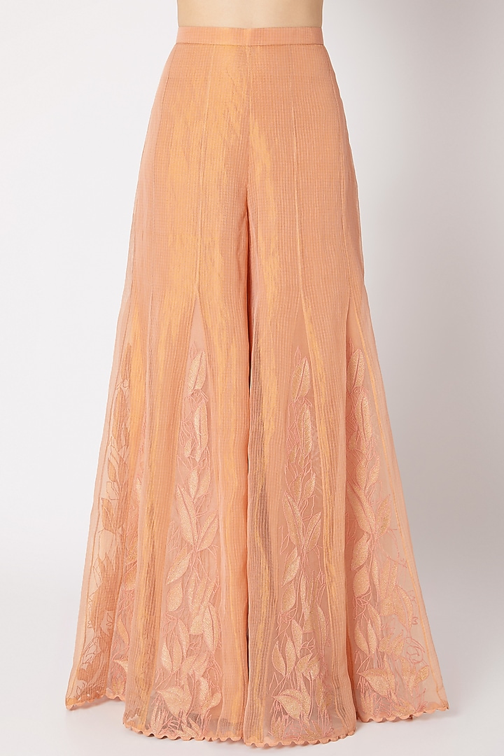 Peach Embroidered Wedding Sharara Set by Devnaagri at Pernia's Pop Up Shop