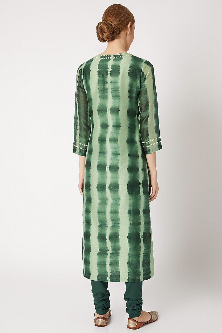 Tie dye green kurta set