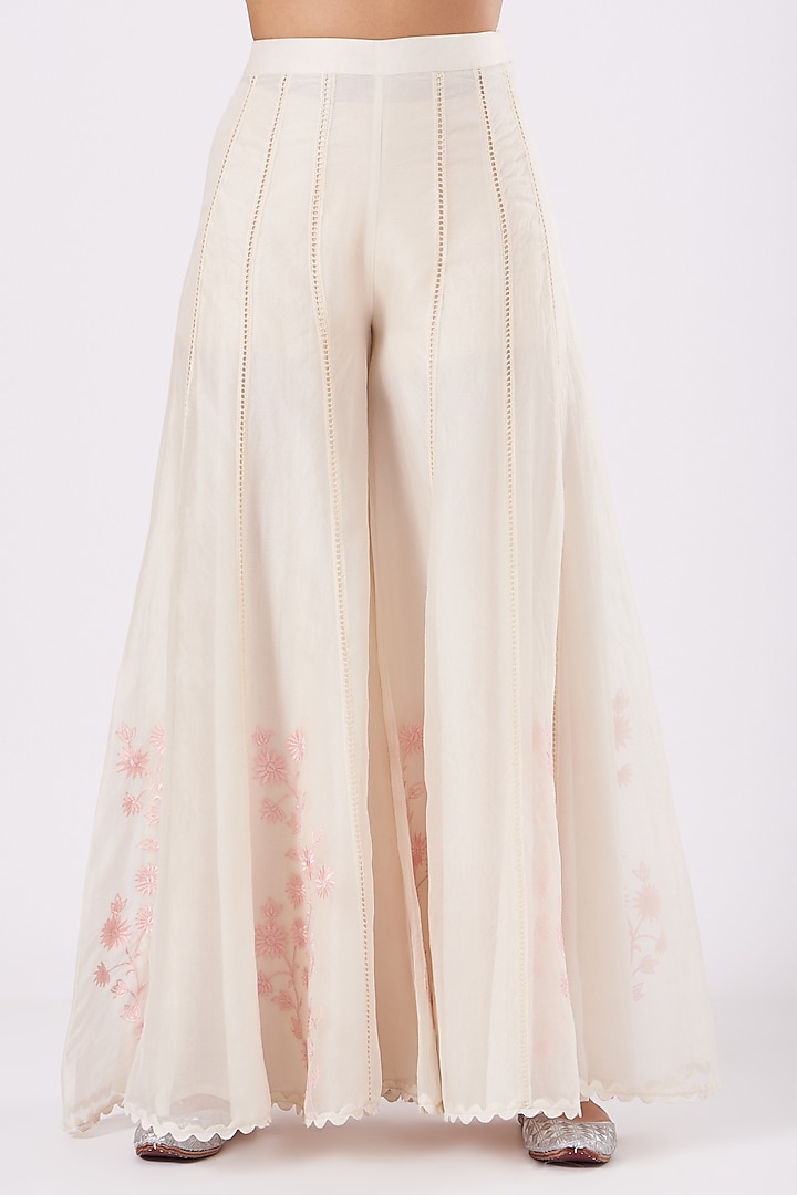 Ivory Embroidered Wedding Sharara Set by Devnaagri at Pernia's Pop Up Shop