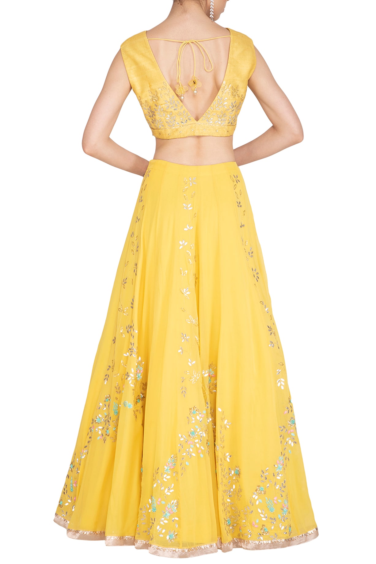 Beautiful Lemon Yellow One Shoulder Lehenga Set - Rent main image 1
