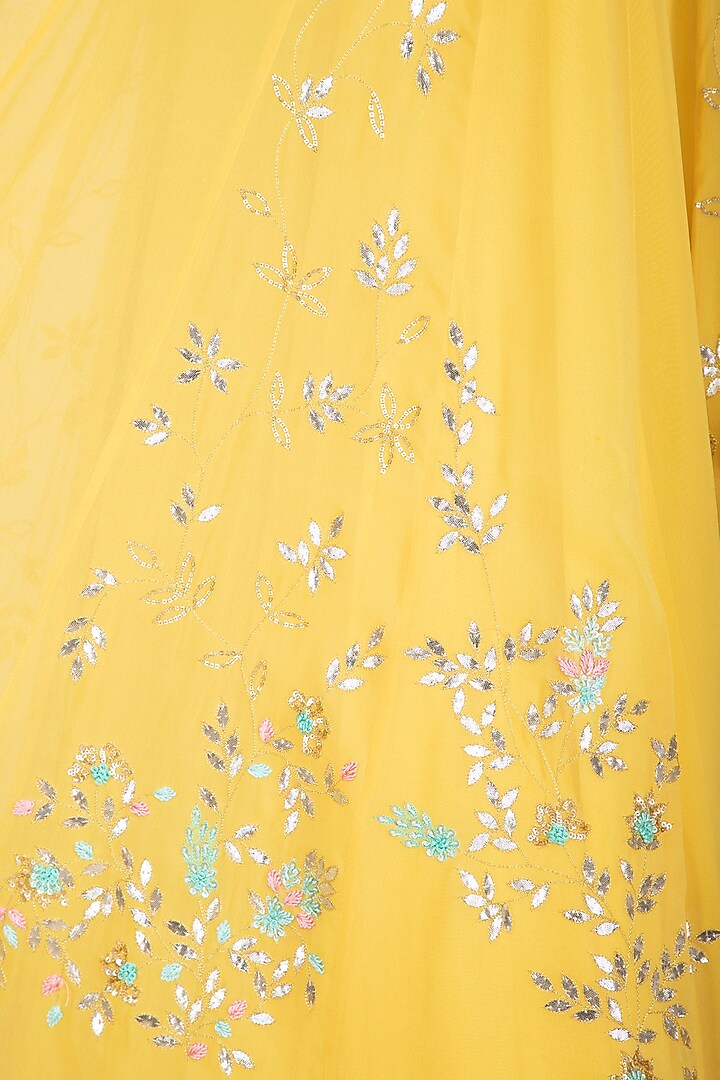 Lemon Yellow Embroidered Bridal Lehenga Set by Devnaagri at Pernia's Pop Up Shop