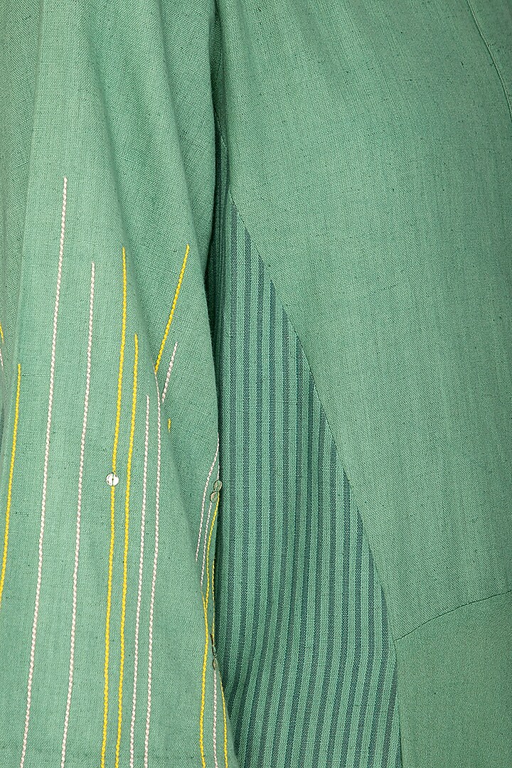 Green Embellished & Block Printed Kurta Set by Devnaagri at Pernia's Pop Up Shop